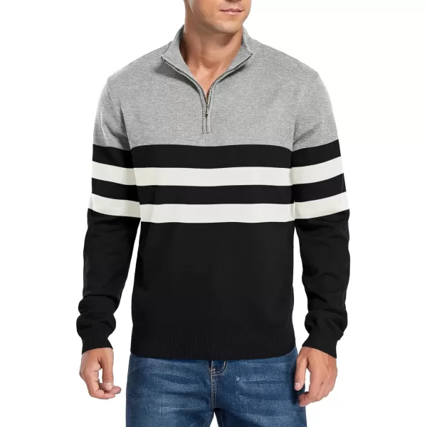 NITAGUT Mens Slim Fit Quarter Zip Mock Neck Polo Sweater Casual Long Sleeve Sweater and Turtleneck Pullover