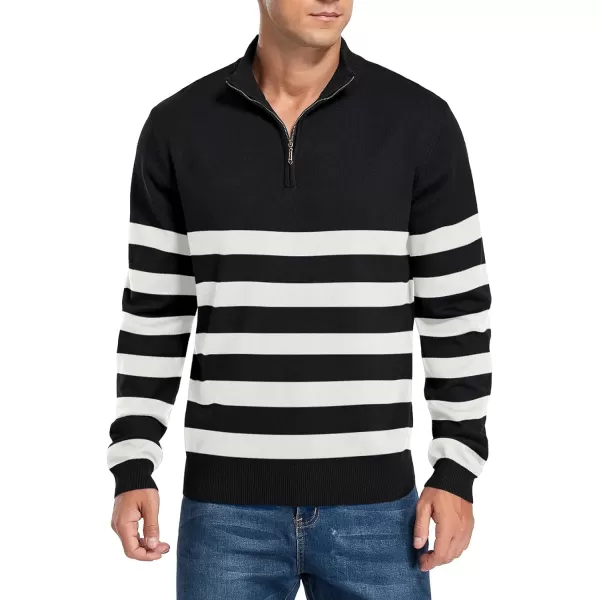 NITAGUT Mens Slim Fit Quarter Zip Mock Neck Polo Sweater Casual Long Sleeve Sweater and Turtleneck Pullover