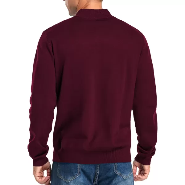 NITAGUT Mens Slim Fit Quarter Zip Mock Neck Polo Sweater Casual Long Sleeve Sweater and Turtleneck Pullover