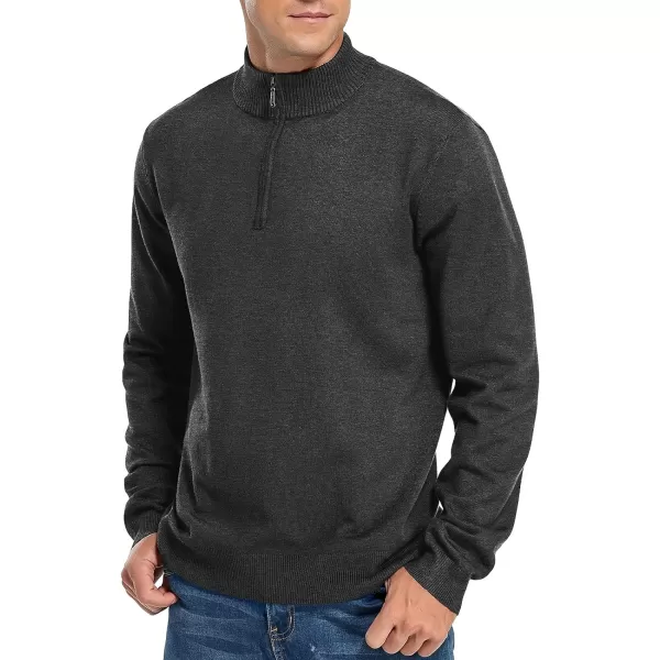 NITAGUT Mens Slim Fit Quarter Zip Mock Neck Polo Sweater Casual Long Sleeve Sweater and Turtleneck Pullover