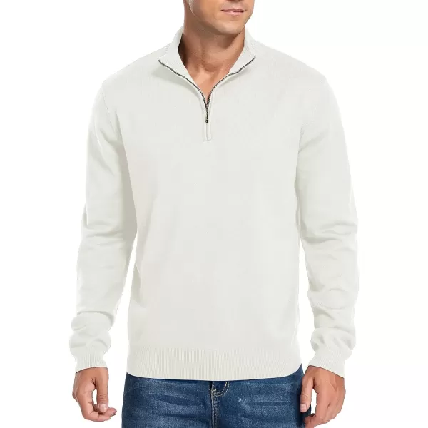 NITAGUT Mens Slim Fit Quarter Zip Mock Neck Polo Sweater Casual Long Sleeve Sweater and Turtleneck Pullover