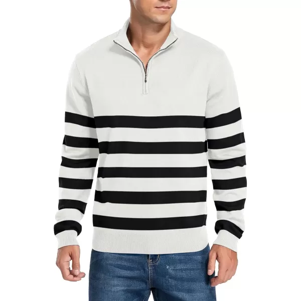 NITAGUT Mens Slim Fit Quarter Zip Mock Neck Polo Sweater Casual Long Sleeve Sweater and Turtleneck Pullover