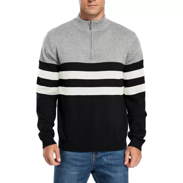 NITAGUT Mens Slim Fit Quarter Zip Mock Neck Polo Sweater Casual Long Sleeve Sweater and Turtleneck Pullover