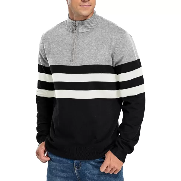 NITAGUT Mens Slim Fit Quarter Zip Mock Neck Polo Sweater Casual Long Sleeve Sweater and Turtleneck Pullover