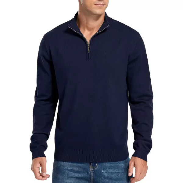 NITAGUT Mens Slim Fit Quarter Zip Mock Neck Polo Sweater Casual Long Sleeve Sweater and Turtleneck Pullover