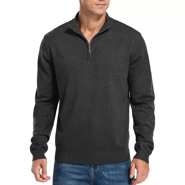 NITAGUT Mens Slim Fit Quarter Zip Mock Neck Polo Sweater Casual Long Sleeve Sweater and Turtleneck Pullover