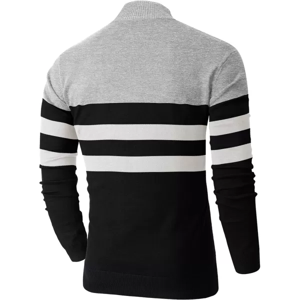NITAGUT Mens Slim Fit Quarter Zip Mock Neck Polo Sweater Casual Long Sleeve Sweater and Turtleneck Pullover