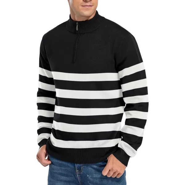 NITAGUT Mens Slim Fit Quarter Zip Mock Neck Polo Sweater Casual Long Sleeve Sweater and Turtleneck Pullover