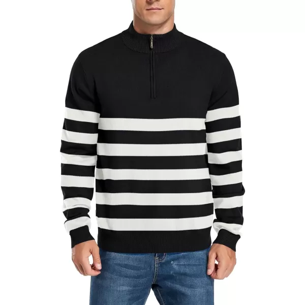 NITAGUT Mens Slim Fit Quarter Zip Mock Neck Polo Sweater Casual Long Sleeve Sweater and Turtleneck Pullover