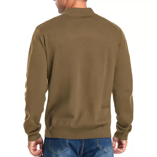 NITAGUT Mens Slim Fit Quarter Zip Mock Neck Polo Sweater Casual Long Sleeve Sweater and Turtleneck Pullover