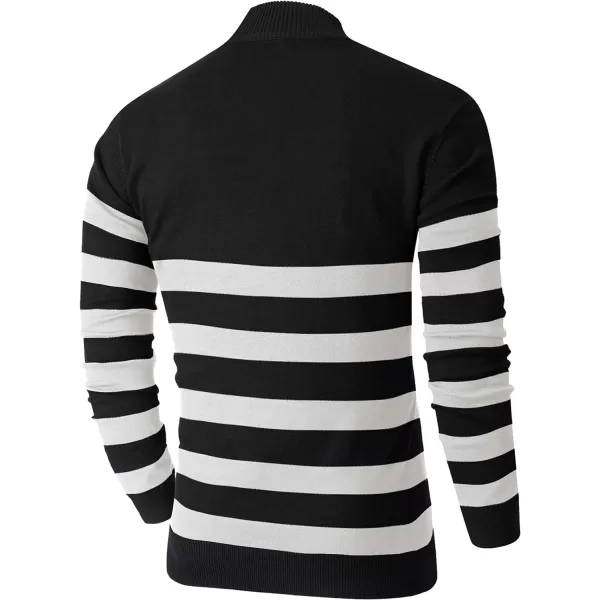 NITAGUT Mens Slim Fit Quarter Zip Mock Neck Polo Sweater Casual Long Sleeve Sweater and Turtleneck Pullover