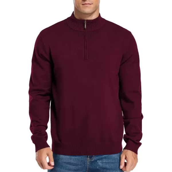 NITAGUT Mens Slim Fit Quarter Zip Mock Neck Polo Sweater Casual Long Sleeve Sweater and Turtleneck Pullover