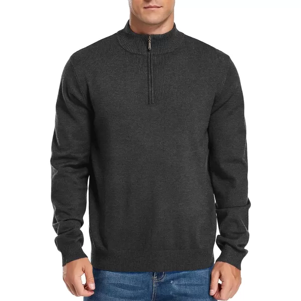 NITAGUT Mens Slim Fit Quarter Zip Mock Neck Polo Sweater Casual Long Sleeve Sweater and Turtleneck Pullover