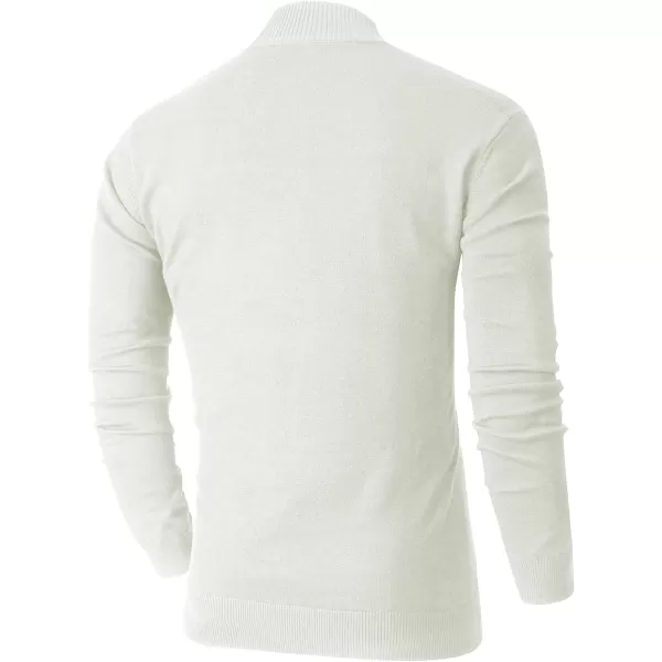 NITAGUT Mens Slim Fit Quarter Zip Mock Neck Polo Sweater Casual Long Sleeve Sweater and Turtleneck Pullover