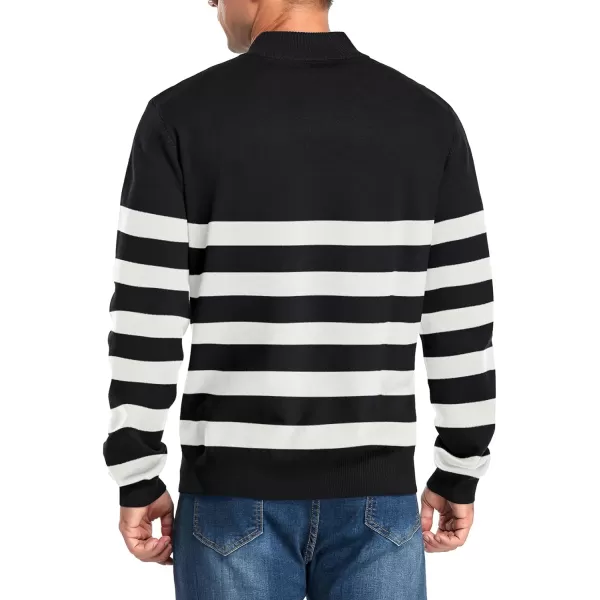 NITAGUT Mens Slim Fit Quarter Zip Mock Neck Polo Sweater Casual Long Sleeve Sweater and Turtleneck Pullover