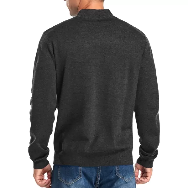 NITAGUT Mens Slim Fit Quarter Zip Mock Neck Polo Sweater Casual Long Sleeve Sweater and Turtleneck Pullover