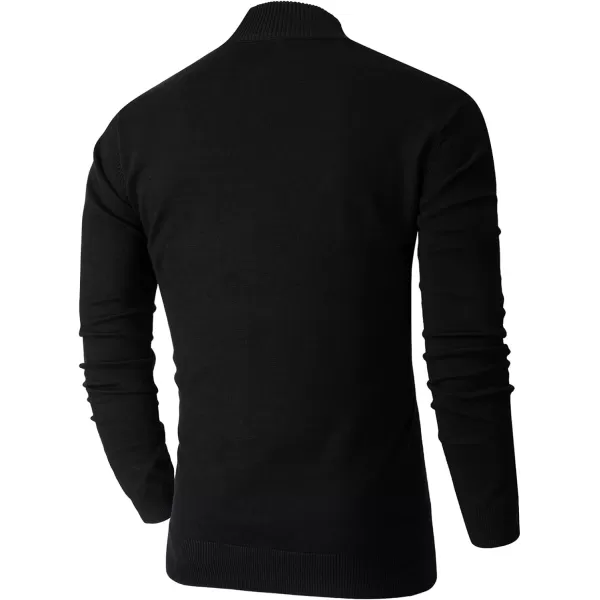 NITAGUT Mens Slim Fit Quarter Zip Mock Neck Polo Sweater Casual Long Sleeve Sweater and Turtleneck Pullover