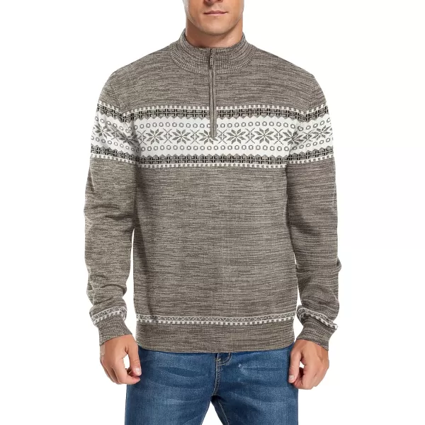 NITAGUT Mens Slim Fit Quarter Zip Mock Neck Polo Sweater Casual Long Sleeve Sweater and Turtleneck Pullover