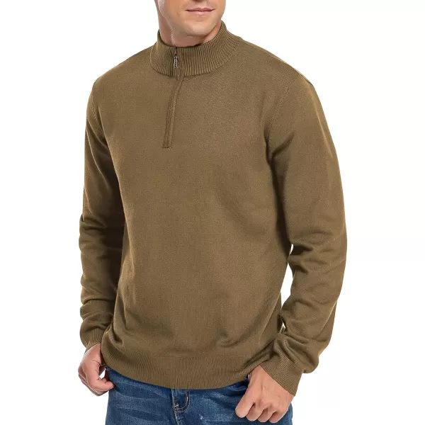 NITAGUT Mens Slim Fit Quarter Zip Mock Neck Polo Sweater Casual Long Sleeve Sweater and Turtleneck Pullover