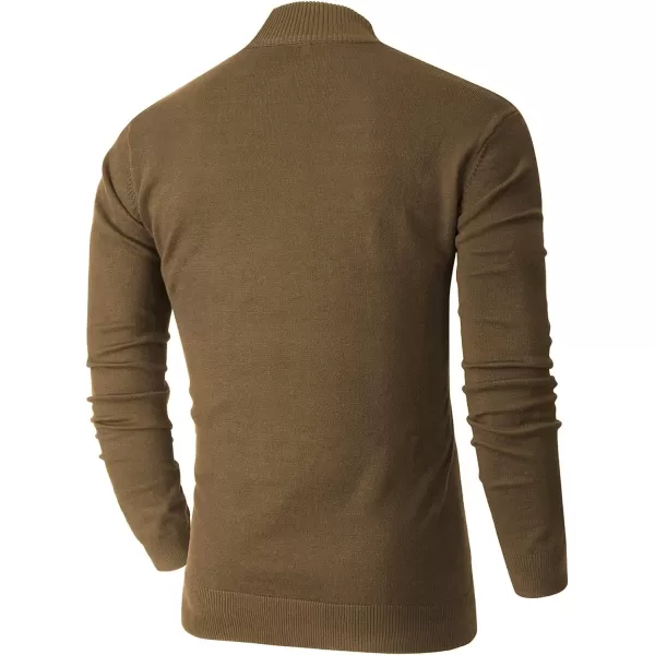 NITAGUT Mens Slim Fit Quarter Zip Mock Neck Polo Sweater Casual Long Sleeve Sweater and Turtleneck Pullover