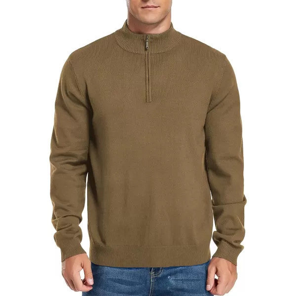 NITAGUT Mens Slim Fit Quarter Zip Mock Neck Polo Sweater Casual Long Sleeve Sweater and Turtleneck Pullover