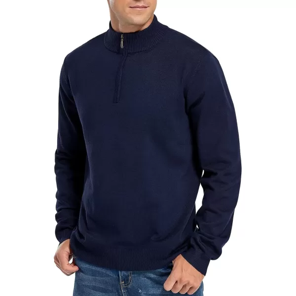 NITAGUT Mens Slim Fit Quarter Zip Mock Neck Polo Sweater Casual Long Sleeve Sweater and Turtleneck Pullover
