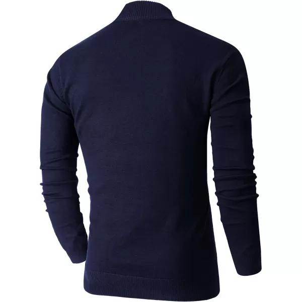 NITAGUT Mens Slim Fit Quarter Zip Mock Neck Polo Sweater Casual Long Sleeve Sweater and Turtleneck Pullover