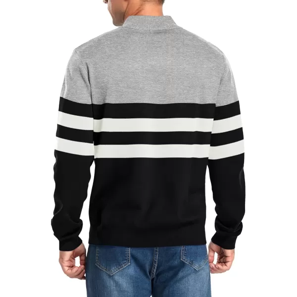 NITAGUT Mens Slim Fit Quarter Zip Mock Neck Polo Sweater Casual Long Sleeve Sweater and Turtleneck Pullover
