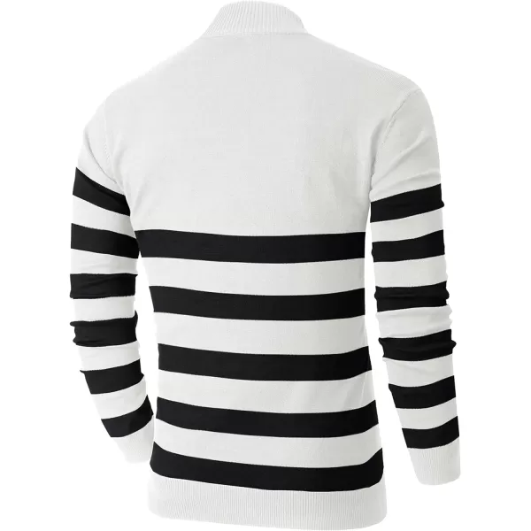 NITAGUT Mens Slim Fit Quarter Zip Mock Neck Polo Sweater Casual Long Sleeve Sweater and Turtleneck Pullover