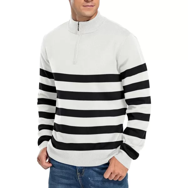 NITAGUT Mens Slim Fit Quarter Zip Mock Neck Polo Sweater Casual Long Sleeve Sweater and Turtleneck Pullover