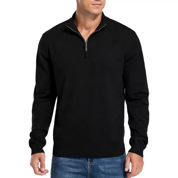 NITAGUT Mens Slim Fit Quarter Zip Mock Neck Polo Sweater Casual Long Sleeve Sweater and Turtleneck Pullover