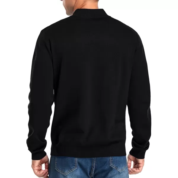 NITAGUT Mens Slim Fit Quarter Zip Mock Neck Polo Sweater Casual Long Sleeve Sweater and Turtleneck Pullover