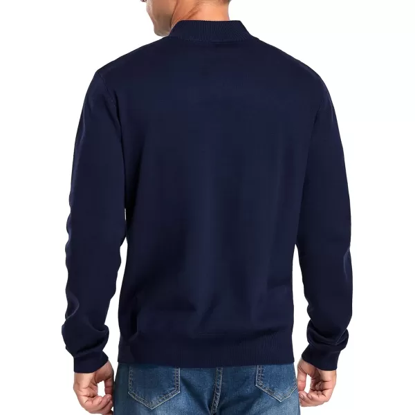 NITAGUT Mens Slim Fit Quarter Zip Mock Neck Polo Sweater Casual Long Sleeve Sweater and Turtleneck Pullover
