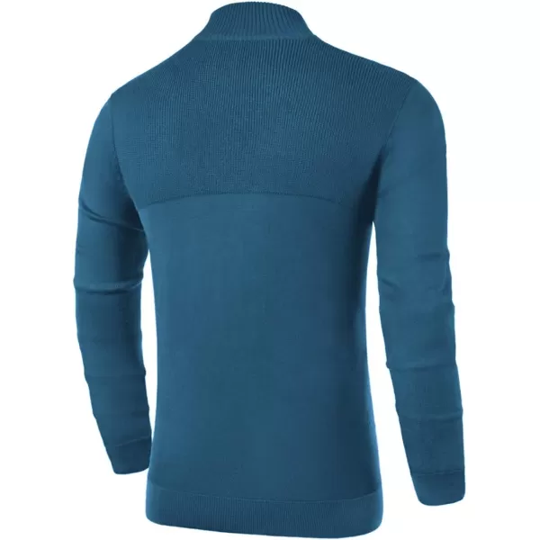 NITAGUT Mens Slim Fit Zip Up Mock Neck Polo Sweater Casual Long Sleeve Sweater and Pullover Sweaters with Ribbing Edge