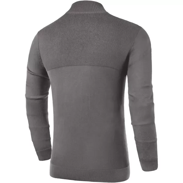NITAGUT Mens Slim Fit Zip Up Mock Neck Polo Sweater Casual Long Sleeve Sweater and Pullover Sweaters with Ribbing Edge