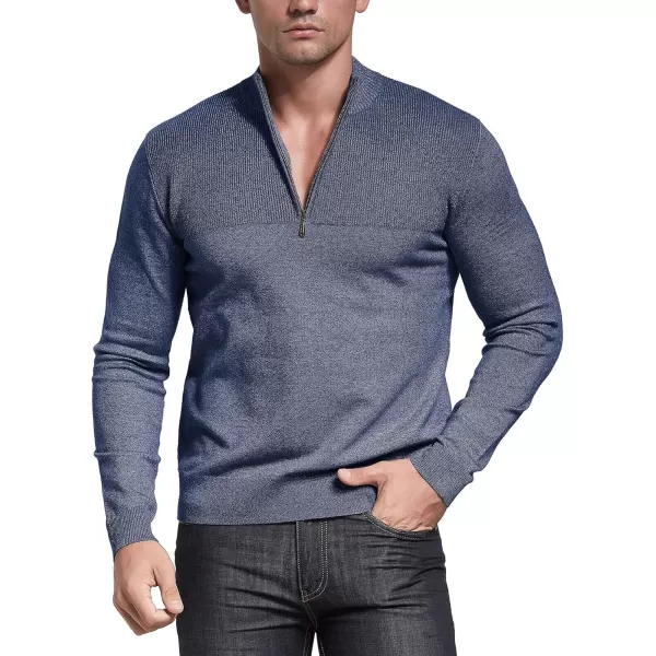 NITAGUT Mens Slim Fit Zip Up Mock Neck Polo Sweater Casual Long Sleeve Sweater and Pullover Sweaters with Ribbing Edge