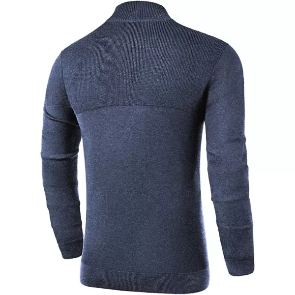 NITAGUT Mens Slim Fit Zip Up Mock Neck Polo Sweater Casual Long Sleeve Sweater and Pullover Sweaters with Ribbing Edge