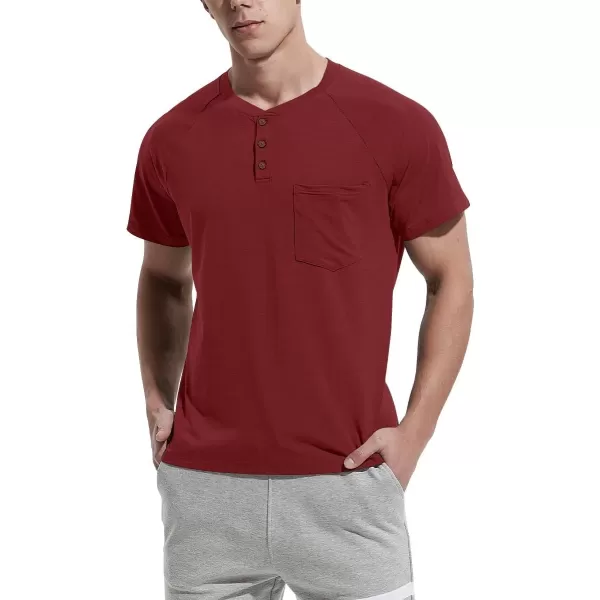 NITAGUT Men's Summer Casual T-Shirts Front Placket Raglan Short Sleeve Henley Shirts with Pocket