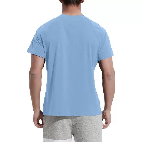 NITAGUT Men's Summer Casual T-Shirts Front Placket Raglan Short Sleeve Henley Shirts with Pocket