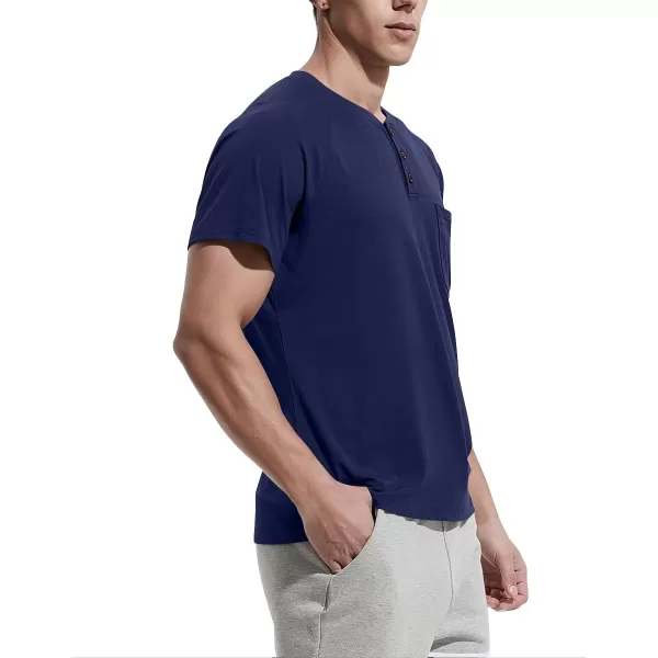 NITAGUT Men's Summer Casual T-Shirts Front Placket Raglan Short Sleeve Henley Shirts with Pocket