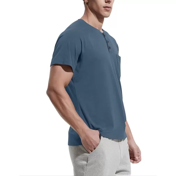 NITAGUT Men's Summer Casual T-Shirts Front Placket Raglan Short Sleeve Henley Shirts with Pocket