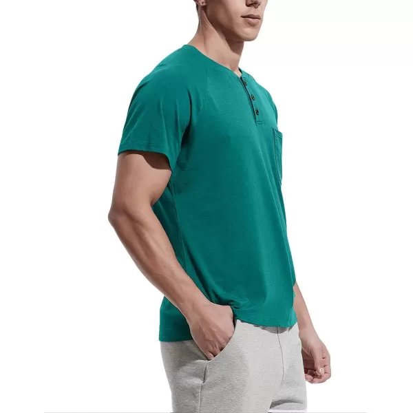 NITAGUT Men's Summer Casual T-Shirts Front Placket Raglan Short Sleeve Henley Shirts with Pocket
