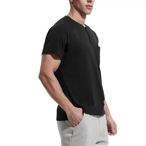 NITAGUT Men's Summer Casual T-Shirts Front Placket Raglan Short Sleeve Henley Shirts with Pocket