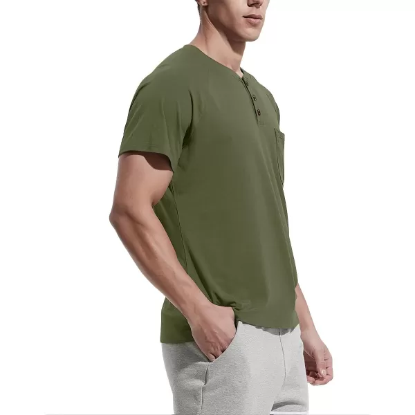 NITAGUT Men's Summer Casual T-Shirts Front Placket Raglan Short Sleeve Henley Shirts with Pocket