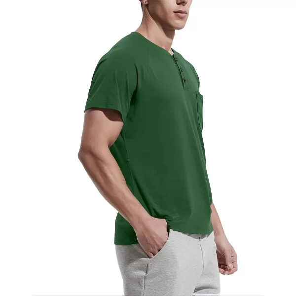 NITAGUT Men's Summer Casual T-Shirts Front Placket Raglan Short Sleeve Henley Shirts with Pocket