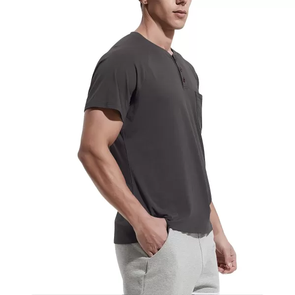 NITAGUT Men's Summer Casual T-Shirts Front Placket Raglan Short Sleeve Henley Shirts with Pocket