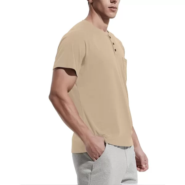 NITAGUT Men's Summer Casual T-Shirts Front Placket Raglan Short Sleeve Henley Shirts with Pocket