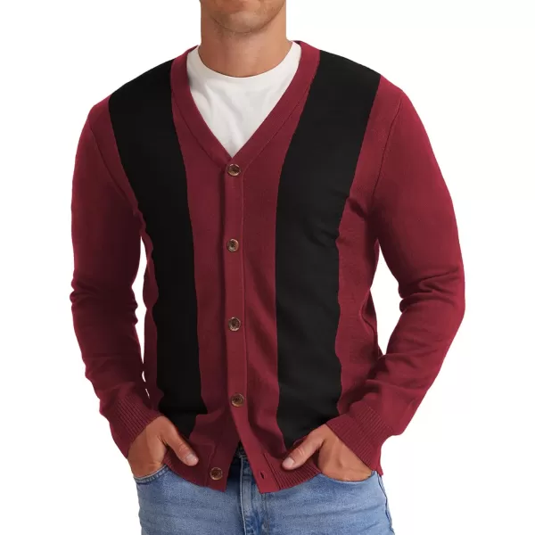 NITAGUT Men's Vintage Striped Long Sleeve Cardigan Sweater with Button V Neck Knitted Sweaters