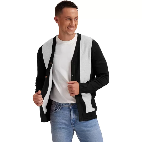 NITAGUT Men's Vintage Striped Long Sleeve Cardigan Sweater with Button V Neck Knitted Sweaters