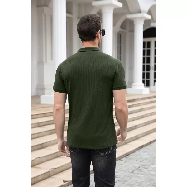 NITAGUT Polo Shirts for Men V Neck Slim Fit Short Sleeve Performance Golf Shirt Knit Soft Tees